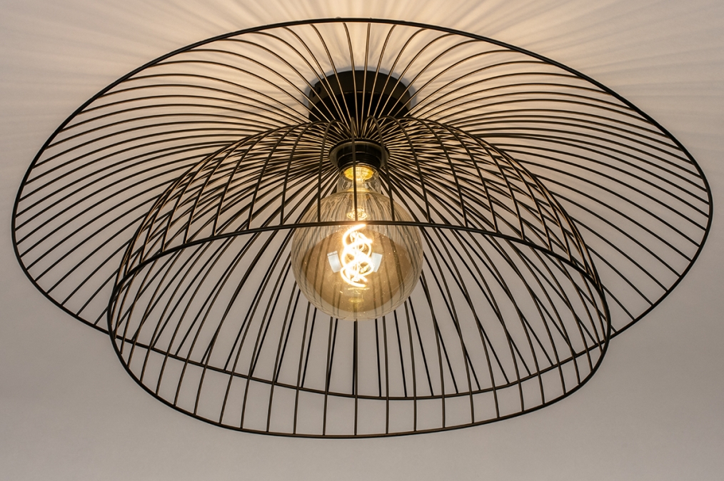 breuk Reizen Thermisch Plafondlamp 14235: Modern, Metaal, Zwart, Mat