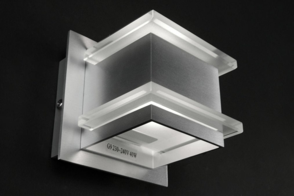 Design, 70215: Metall Wandleuchte Aluminium, Modern,