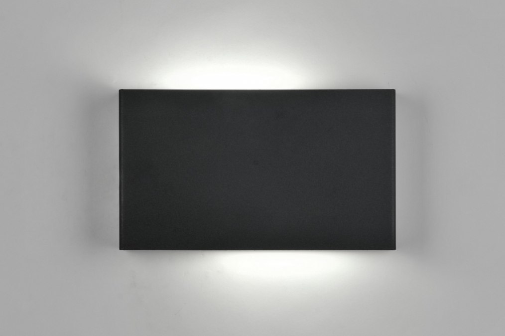 Wandlamp 71301: Modern, Metaal, Zwart