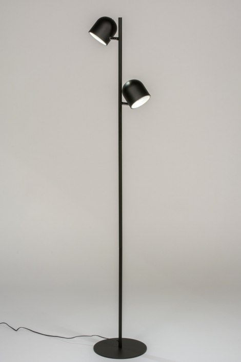Archeologisch gesloten perzik Vloerlamp 72765: Design, Modern, Metaal, Zwart