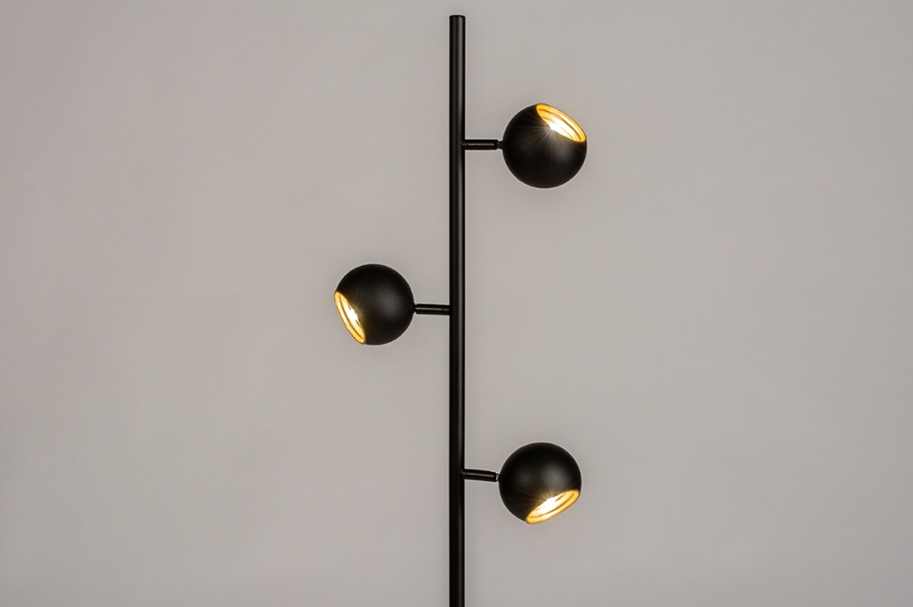 bungeejumpen pindas Discreet Staande Lamp 74113: Modern, Retro, Metaal, Zwart