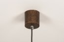 Foto 11894-10: Schitterende hanglamp in roestbruin 'antiek brons' voorzien van een matte, goudkleurige bol.