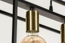 Foto 13337-10 detailfoto: Industriële rechthoekige hanglamp van zwart metaal met gouden fittingen
