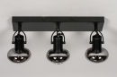 Foto 13897-6: Moderne Retro-Deckenspot / Deckenleuchte / Wandleuchte / Aufbauspot, in Mattschwarz und Rauchglas, für LED geeignet.