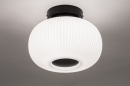 Foto 14200-3: Zwarte plafondlamp voorzien van een mat wit opaalglas met een diameter van 24 cm, geschikt voor led verlichting.