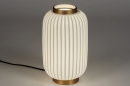 Foto 14268-2: Porseleinen tafellamp met messingkleurige details, geschikt voor led verlichting.