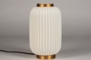Foto 14268-3: Porseleinen tafellamp met messingkleurige details, geschikt voor led verlichting.
