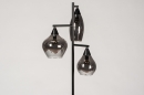 Foto 14292-6: Stilvolle, dimmbare Stehleuchte mit 3 schönen Rauchgläsern, für austauschbare LED geeignet.