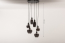 Foto 14295-1: Stijlvolle hanglamp voorzien van zes fraaie rookglazen, geschikt voor led verlichting.