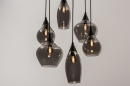 Foto 14295-4: Stijlvolle hanglamp voorzien van zes fraaie rookglazen, geschikt voor led verlichting.