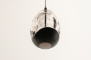 Foto 15009-6: Hanglamp met acht glazen in eivorm op verschillende hoogtes