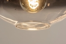 Foto 15010-10: Zwarte hanglamp met zes verschillende glazen van rookglas 