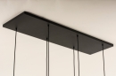 Foto 15010-13: Zwarte hanglamp met zes verschillende glazen van rookglas 