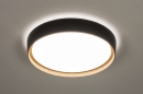 Foto 15083-2: Zwarte ronde led plafondlamp met hout 