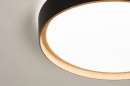 Foto 15083-5: Zwarte ronde led plafondlamp met hout 