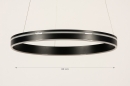 Foto 15139-1: Zwarte ronde led hanglamp met afstandsbediening