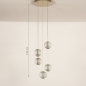Foto 15319-1 maatindicatie: Hanglamp goud/messing met vijf prachtige bollen en dimbare led verlichting