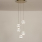 Foto 15319-2 vooraanzicht: Hanglamp goud/messing met vijf prachtige bollen en dimbare led verlichting