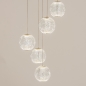 Foto 15319-3 vooraanzicht: Hanglamp goud/messing met vijf prachtige bollen en dimbare led verlichting