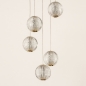 Foto 15319-6 vooraanzicht: Hanglamp goud/messing met vijf prachtige bollen en dimbare led verlichting