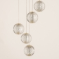 Foto 15319-7 vooraanzicht: Hanglamp goud/messing met vijf prachtige bollen en dimbare led verlichting