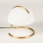 Foto 15339-5: Retro-Tischlampe aus Messing/Gold mit weißer Opalglas-Halbkugel