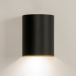 Foto 15449-2 vooraanzicht: Luxe wandlamp van metaal in het zwart met een gouden binnenkant