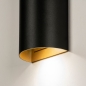 Foto 15450-8 detailfoto: Up en down wandlamp in zwart met gouden binnenkant en twee Gu10 fittingen 