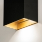Foto 15451-12 detailfoto: Rechthoekige wandlamp van metaal in zwart met goud, schijnt alleen naar beneden