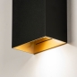Foto 15452-8 detailfoto: Rechthoekige up en down wandlamp in zwart met goud 