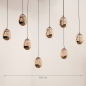 Foto 15453-1 maatindicatie: Ovale hanglamp met acht glazen in amber kleur 