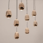 Foto 15453-5 schuinaanzicht: Ovale hanglamp met acht glazen in amber kleur 