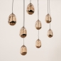 Foto 15453-6 schuinaanzicht: Ovale hanglamp met acht glazen in amber kleur 