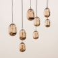Foto 15453-7 schuinaanzicht: Ovale hanglamp met acht glazen in amber kleur 