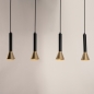 Foto 15565-17 vooraanzicht: Zwarte hanglamp met vier kokers van metaal in zwart met goud GU10