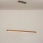 Foto 15574-3 schuinaanzicht: Smalle led hanglamp werkplekverlichting in essenhout 