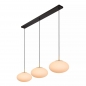 Foto 15589-14: Art deco hanglamp met drie bollen van opaalglas met messing details