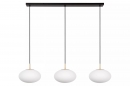 Foto 15589-16: Art deco hanglamp met drie bollen van opaalglas met messing details