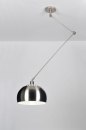 Foto 30333-1: Verstelbare hanglamp met knikarm en retro bol van metaal