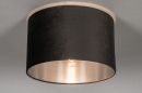 Foto 30916-1 anders: Plafondlamp met grijze kap van fluweel en zilveren binnenkant