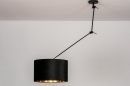 Foto 30922-2: Verstelbare hanglamp met knikarm en zwarte lampenkap met gouden binnenkant