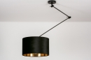 Foto 30922-4: Verstelbare hanglamp met knikarm en zwarte lampenkap met gouden binnenkant
