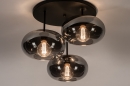 Foto 31037-20 onderaanzicht: Retro plafondlamp in mat zwarte kleur met rookglas geschikt voor led verlichting.