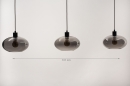 Foto 31041-1 maatindicatie: Retro hanglamp voorzien van drie glazen kappen in rookglas, geschikt voor vervangbaar led. 