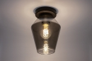 Foto 31051-2 onderaanzicht: Kleine plafondlamp in zwart met rookglas geschikt voor kleine kamers 