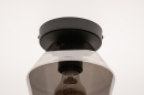 Foto 31051-6 detailfoto: Kleine plafondlamp in zwart met rookglas geschikt voor kleine kamers 