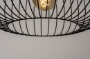 Foto 31065-9 detailfoto: Sfeervolle, grote hanglamp / draadlamp voorzien van twee kappen in moderne, mat zwarte kleur.