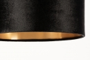 Foto 31079-9: Elegante Messing-Tischlampe mit luxuriösem Samt-Lampenschirm in Schwarz mit Kupfer