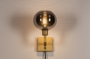 Foto 31110-4 vooraanzicht: Messing bedlamp met bol van rookglas 