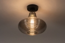 Foto 31120-2 onderaanzicht: Retro plafondlamp met rookglas met fijne ribbels